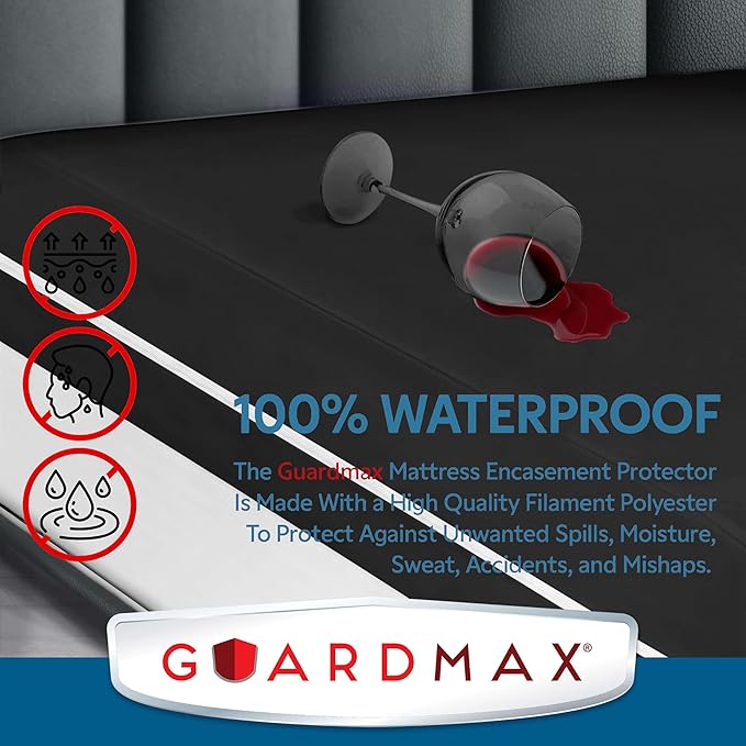 Guardmax Jersey Knitted RV Size Zippered Mattress Encasement - Waterproof & Bed Bug Proof Mattress Protector - Comfortable, Soft, and Noiseless Zippered Bedding - Dust Mite Proof (48 x 75 x 10)
