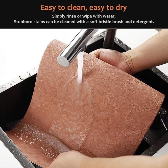 Uolr Vinyl Placemats Set of 4 Faux Leather 100% Waterproof Wipeable Washable Place Mats Heat Resistant Easy Clean Non-Slip Table Mats for Indoor Outdoor. (4, Coral)