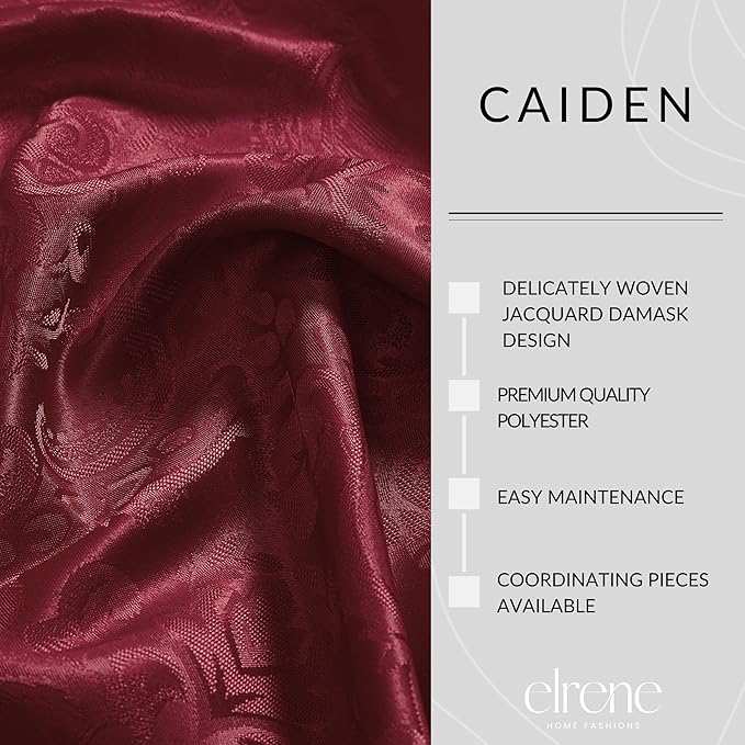 Elrene Home Fashions Caiden Elegance Damask Waterproof, Stain & Wrinkle Resistant Fabric Tablecloth, 60" x 84" Oval, Cranberry
