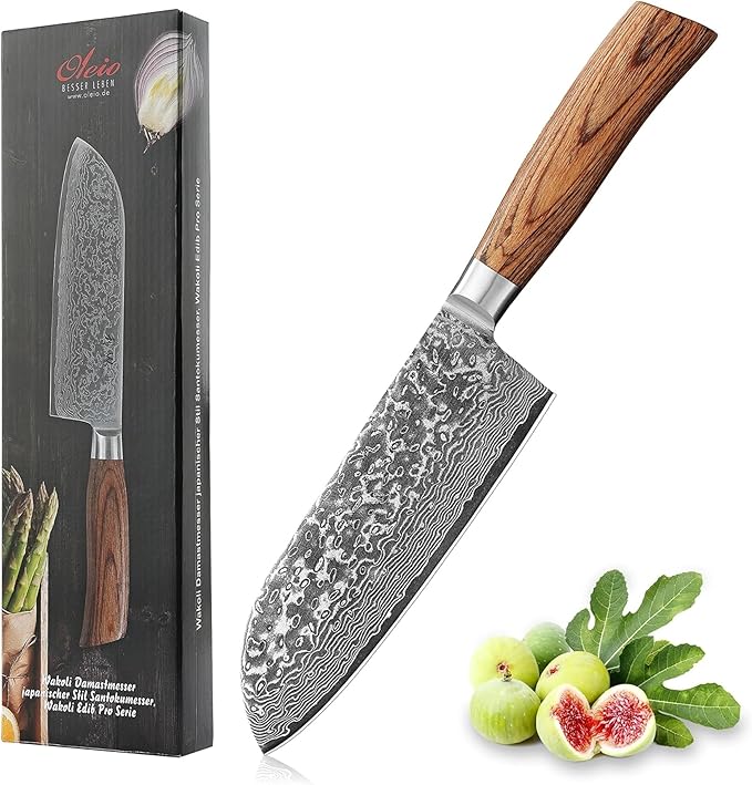 Wakoli EDIB Pro Premium Big Santoku Knife ??Japanese Style Kitchen Knife | 6.7-Inch Genuine Damascus Steel Blade with VG10 Core | Ergonomic Pakkawood Handle | Professional Chef Knife in Gift Box
