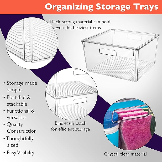 CLEARSPACE Plastic Storage Bins with Lids XL ??Perfect Kitchen Organization or Pantry Storage ??Fridge Organizer, Pantry Organization and Storage Bins, Cabinet Organizers