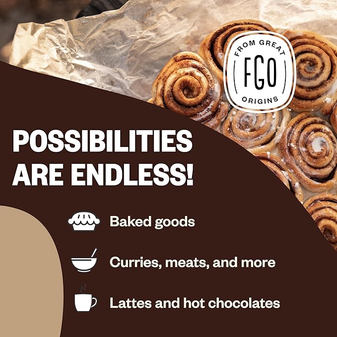 FGO Organic Ceylon Cinnamon Powder, 16oz Pure Sri Lanka Cinnamon for Spice & Seasoning, Great for Baking, Cooking, & Drinks, Additive Free, Non-GMO (Pack of 1)