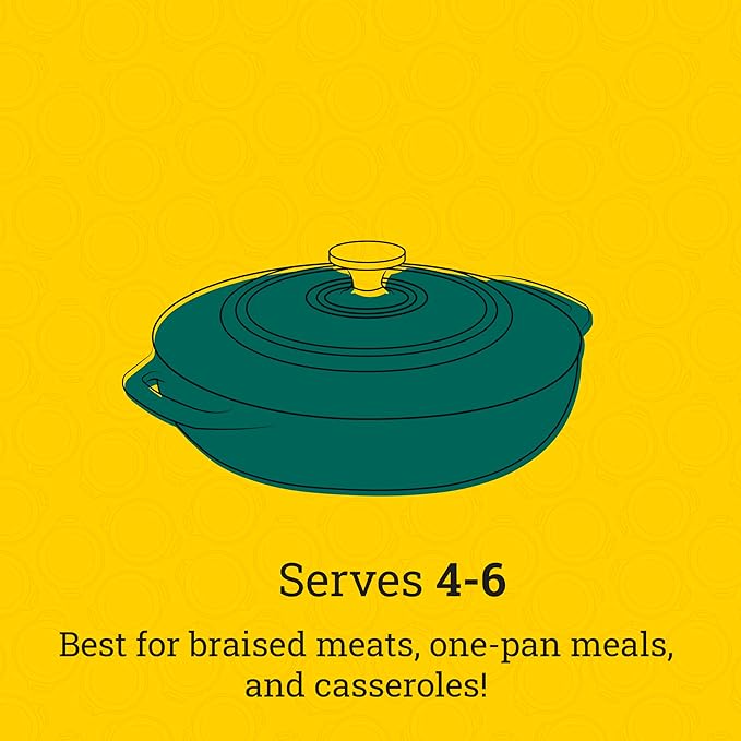Lodge 3.6 Quart Enameled Cast Iron Covered Casserole with Lid ??Dual Handles ??Oven Safe up to 500째 F or on Stovetop - Use to Marinate, Cook, Bake, Refrigerate and Serve ??Lagoon