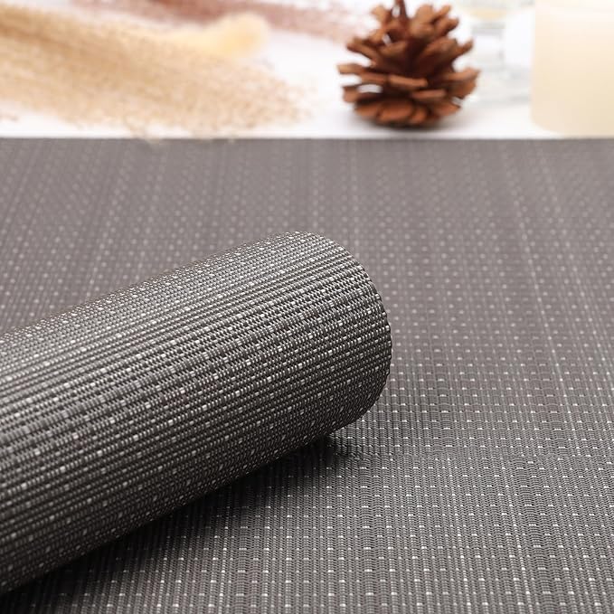 Myir JUN Table Runner, Vinyl Table Runner Indoor 55 Inch Long Arbitrarily Cropped Runner for Table Heatproof for Home Party (Dark Gray, 12 x 55 inch)