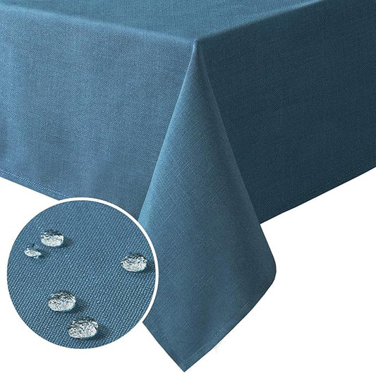 H.VERSAILTEX Linen Textured Table Cloths 60 x 60 Inch Premium Solid Tablecloth Spill-Proof Waterproof Table Cover for Dining Buffet Feature Extra Soft and Thick Fabric Wrinkle Free, Ink Blue