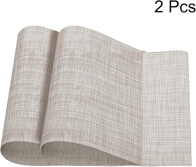uxcell Place Mats, 450x300mm Table Mats Set of 2 PVC Washable Woven Placemat Beige
