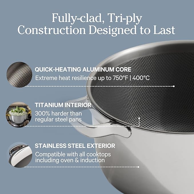 Our Place Titanium Pro Cookware Duo | 6-Piece Tri-Ply Titanium Cookware Set with Always Pan Pro & Perfect Pot Pro | Non-Toxic No-Coating Nonstick | Induction & Oven-Safe up to 750째F | Gold