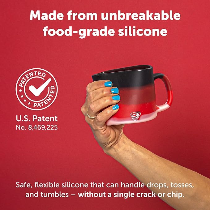 Silipint 16oz Silicone Coffee Mug ??Unbreakable Dishwasher Safe Microwave Oven & Freezer Compatible Travel Mug ??Non-Toxic Reusable Cup for Hot Coffee Tea or Cold Drinks (Volcano)