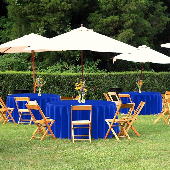 sancua Royal Blue Round Tablecloths 120 Inch, 6 Pack - Circle Fabric Cloth Table Cloths for Independence Day Wedding Party Banquet Birthday, Washable Polyester Table Cover (Fit 30-72 Inch Tables)