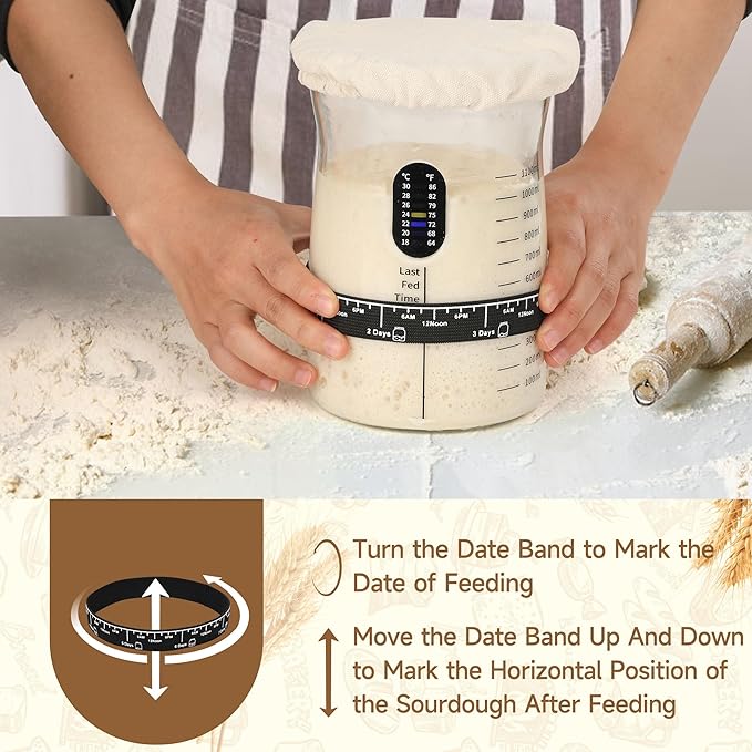 Pro Sourdough Starter Kit- 50oz Large Capacity Sourdough Starter Jar, 17 Flavorful Fermentation Recipes, Sourdough Bread Baking Supplies for Making Delicious Sourdough Breads(Red, 2Set)