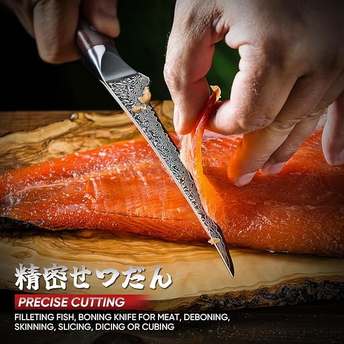 Purple Dragon Fillet Knife 7 Inch, Japanese Boning Meat Cutting Knives Razor-Sharp Meat Trimming Deboning ??Professional Filet Fish Knife with Ergonomic Handle Christmas Gift for Men and Women