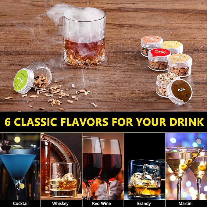 Smoking Gun Wood Smoke Infuser - 13 PCS Premium Kit, Smoker Machine with Accessories and Wood Chips - Cold Smoke for Food and Drinks - Gift for Man