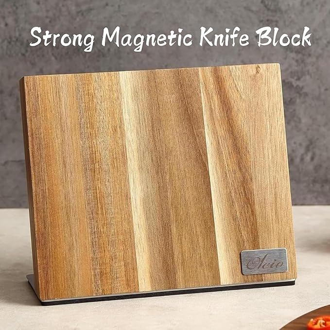 Wakoli EDIB 4-Piece Damascus Knife Block Set ??Professional Kitchen Knives with Magnetic Acacia Block, 67-Layer Damascus Steel Blades and Ergonomic Pakkawood Handles ??Premium Knife Set with Block