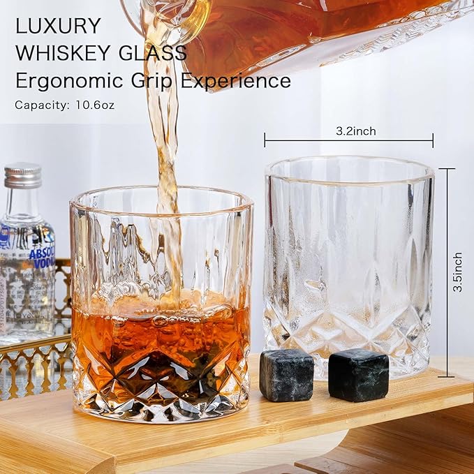 PONPUR Gifts for Men Dad, Whiskey Decanter Set with 2 Glasses with Wooden Box, Unique Dad Birthday Gift from Daughter Son, Best Dad Father Husband Presents for Anniversary Christmas