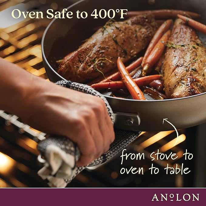 Anolon Advanced Home Hard Anodized Nonstick Frying Pan, 14.5 Inch ??Large Skillet with Helper Handle, 14 Inch Nonstick Frying Pan, Durable Cookware - Bronze