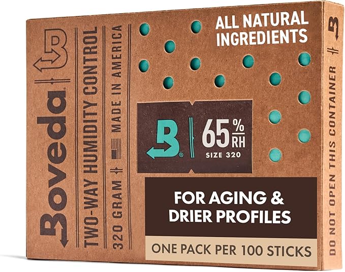 Boveda 65% Two-Way Humidity Control Pack For Aging & Long-Term Storage in Large Plastic & Wood Boxes ??Size 320 ??Single ??Moisture Absorber ??Humidifier Pack ??Individually Wrapped Hydration Packet