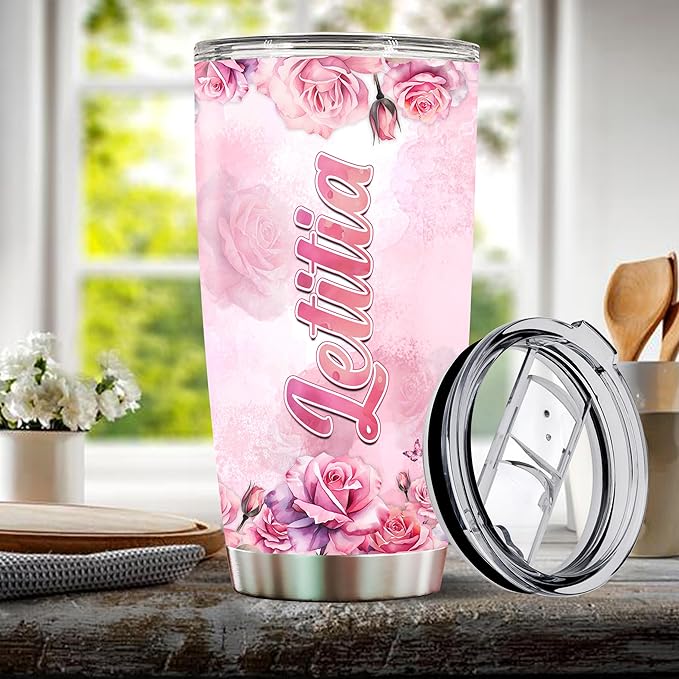 WONWIX Personalized Coffee Tumbler Gift for Ukulele Lover Women, 20oz Insulated Stainless Steel Mug Travel Cup Gifts for Girls, Wife, Daughter, Mom, Christmas, Birthday, Mothers Day, Valentine