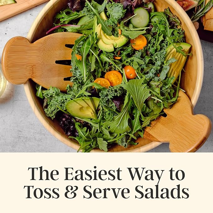 Totally Bamboo Salad Hands ??Bamboo Salad Serving Utensils for Serving & Tossing