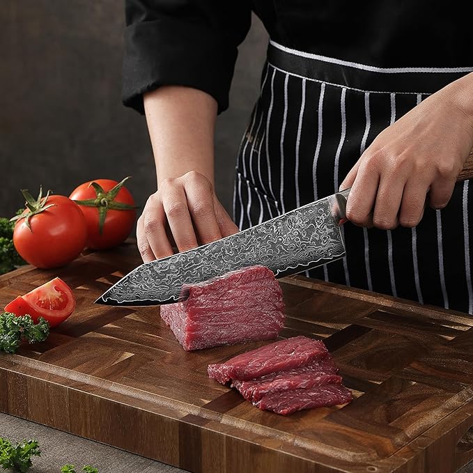 Wakoli EDIB Pro Premium Kiritsuke Chef's Knife ??Japanese-Style Kitchen Knife | 8-Inch Blade Made of 67-Layer Genuine Damascus Steel with Pakkawood Handle | Sharp, Durable, Professional Cooking Tool