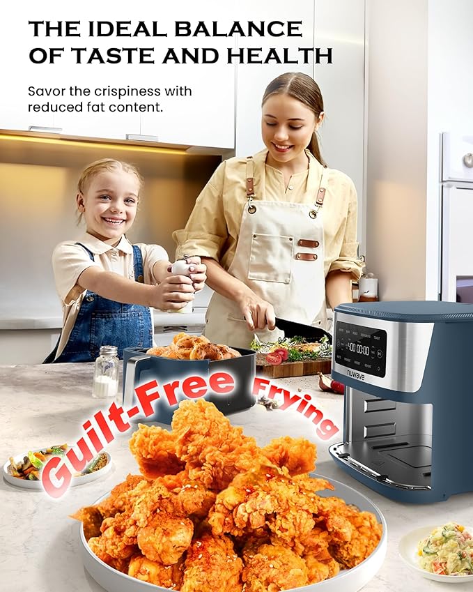 Nuwave Brio Plus 6-in-1 Air Fryer, 7-Qt Large Capacity, 50°F??00°F Precise Temp Control, Non-Toxic PFAS-Free Nonstick, Air Fry, Bake, Roast, Toast, Dehydrate, Reheat, 100 Presets, Dishwasher Safe