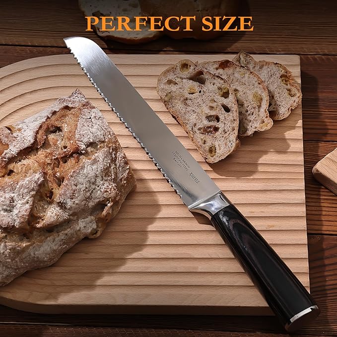 Sourdough bread knife, Bread Knife 16",Bread Slicer for Homemade Bread,Adjustable blade tightness for Even Slicing, Serrated knife,Wooden Bread cutter with Bow Design (1, black)
