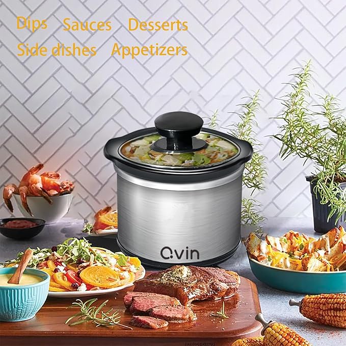 Mini Slow Cooker 0.65qt(20oz) warmer, fondue pot set,chocolate melting pot (stainless steel)??(S/S)