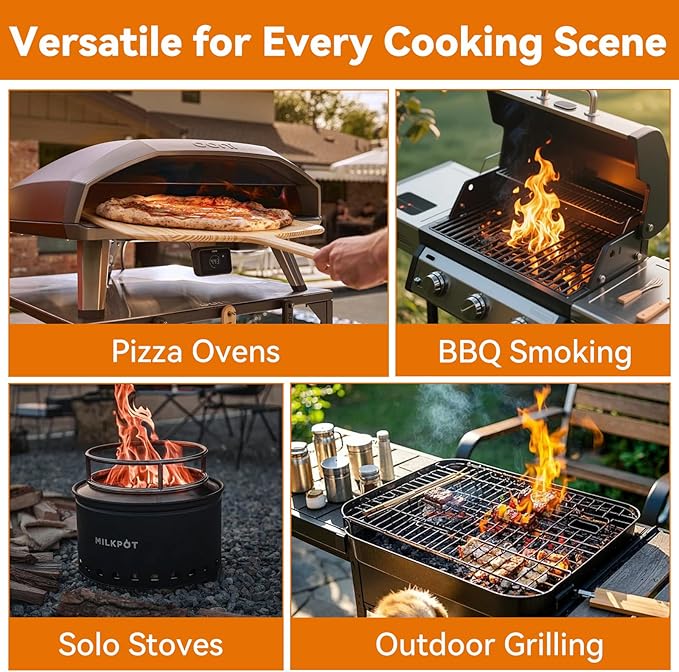 Hickory Pizza Oven Wood 6 Inch, 15 lbs Box ??Kiln Dried & Bark-Free Firewood for Pizza Ovens, BBQ Smoking & Grilling ??Premium Hickory Wood Logs for Ooni, Gozney, Solo Stove, Bertello