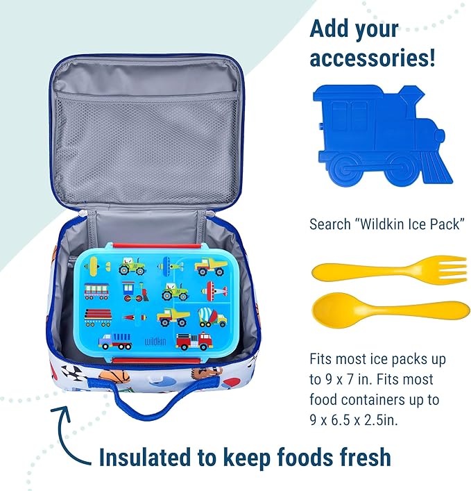 Wildkin Kids Insulated Lunch Box ??Durable and Reusable for School & Travel - Game On
