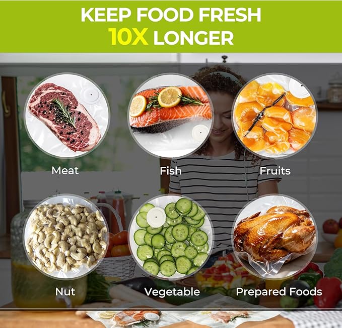 Reusable Vacuum Sealer Bags for Food with Air Valve, 30 Pack BPA?멑ree Food Saver Bags Dishwasher?멣afe, Freezer,Microwave, Odor-Resistant, Leak?몆roof for Leftovers, Meal Prep, Sous Vide, BBQ