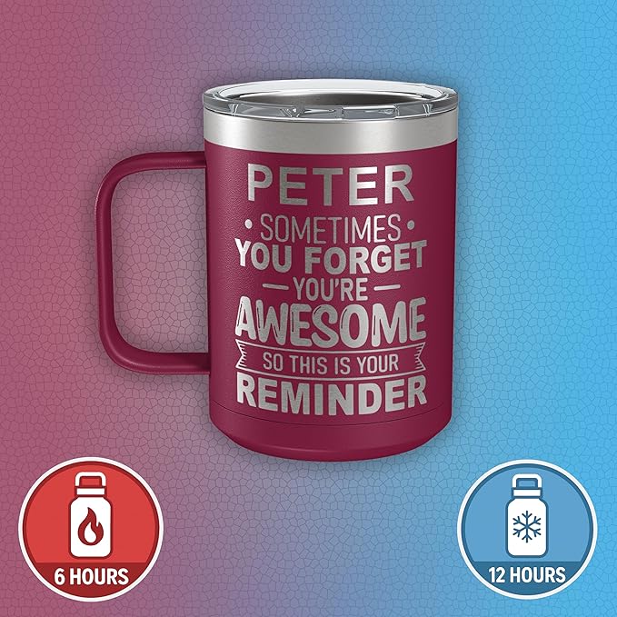 Personalized Inspirational Travel Coffee Mug, Inspirational Gifts for Men Dad Wife Sister Women, Custom Birthday For Him Her, Customized You?셱e Awesome Tumbler, Teacher Coworker Gifts 15oz Maroon