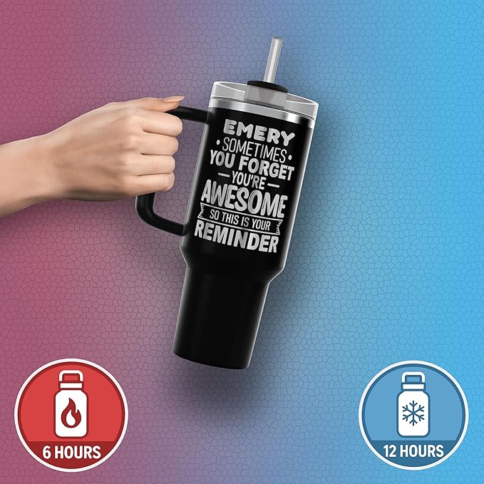 Personalized Inspirational Tumbler, Inspirational Gifts for Men Dad Father Wife Sister Women, Custom Birthday For Him Her, Customized You?셱e Awesome Tumbler, Teacher Coworker Gifts 40oz Black