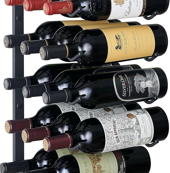 Wine Enthusiast N'FINITY 27 Bottle Wall Mounted Metal Wine Rack ??Label Forward Wine Rack with Easy Installation - 3' Tall, 3 Column Deep (Black)