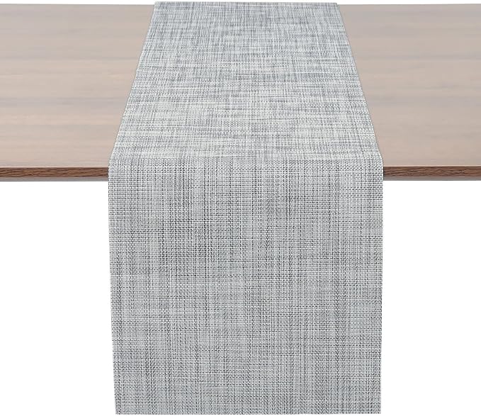 Myir JUN Table Runner, Vinyl Table Runner Indoor 55 Inch Long Arbitrarily Cropped Runner for Table Heatproof for Home Party (B-Gray, 12 x 55 inch)