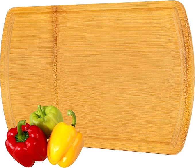 FSC-Certified Extra Large Bamboo Cutting Board Featuring 18 Inch Glue-Free Surface????XL, Non-Toxic Wooden Board for Family Kitchens, Butcher Block Style Food Prep with Lifetime Replacements