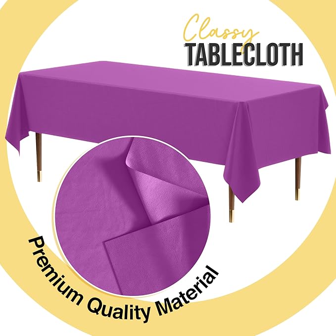 Exquisite 66% Thicker Premium Plastic Table Cloth Rectangle Table Cover 0.5 Mil 24 Pack Magenta Table Cloth 54 Inch x 108 Inch Disposable Tablecloth Won't Tear Easily Like Cheap Thin Brands