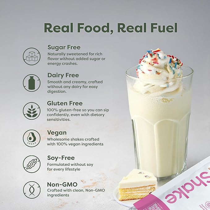 310 Nutrition All-In-One Meal Replacement Shake Powder - Plant-Based Protein Smoothie Blend w/High Fiber, Probiotics & Adaptogens - Low Carb, Vegan, Keto & Paleo Friendly - Vanilla Cake - 28 Srv