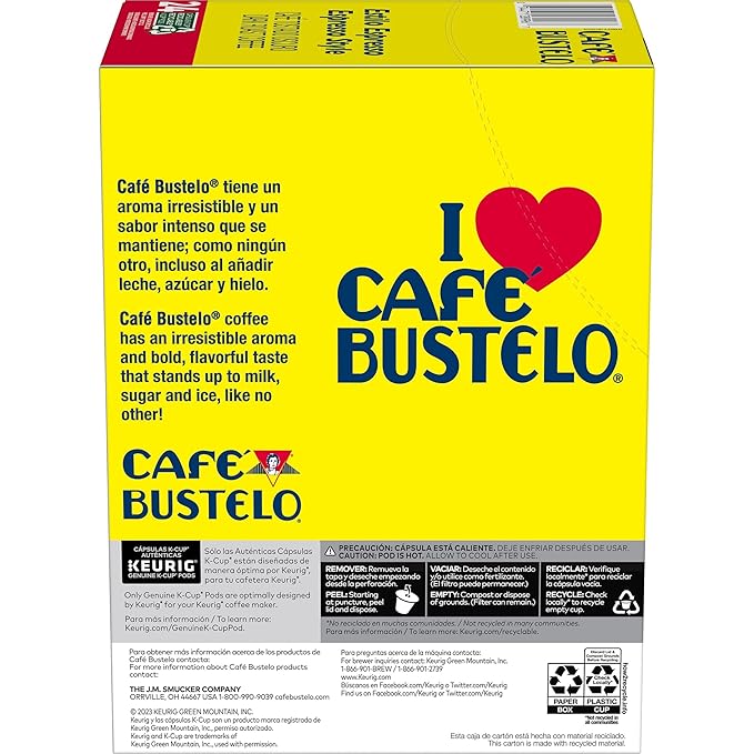 Caf챕 Bustelo Espresso Style Dark Roast Coffee, 96 Keurig K-Cup Pods