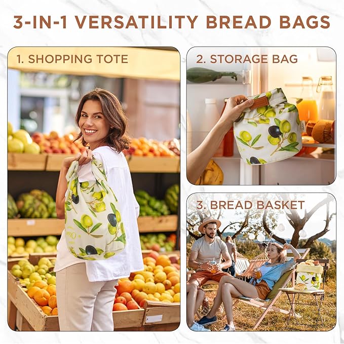 Reusable Beeswax Bread Bag for Homemade Sourdough, Natural Sourdough Bread Storage Bags, Keep Fresh, Bakery Essentials(Olive) | Breathable material, Freezer safe, Reusable, Durable, Extra-large