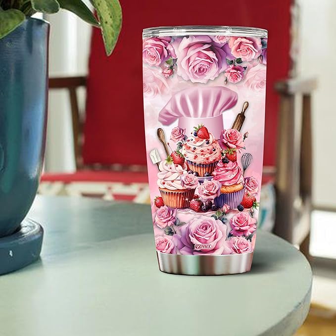WONWIX Personalized Baking Gifts for Mom, Women, Wife, Daughter, Christmas, Birthday, Mother's Day, Valentine Gift for Baker, Coffee Cup Travel Mug Tumbler Insulated 20oz Stainless Steel