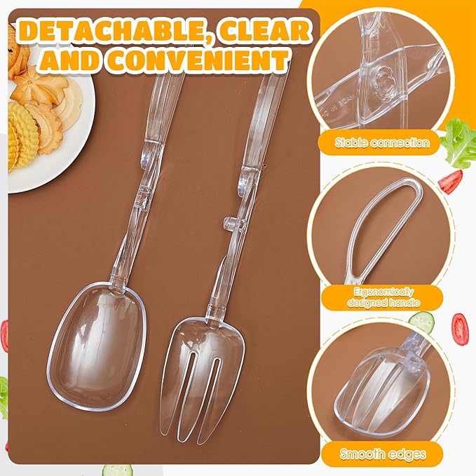 Tioncy 12 Pack Plastic Salad Scissor Tongs 11.5 Inches for Serving Reusable Food Tongs, Clear Utensils for Chef Cooking, Kitchen, Buffet, Party, Catering Supplies