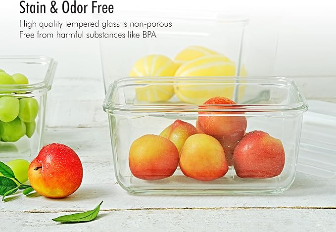 GLASSLOCK 125 Oz Glass Food Storage set of 2 ??Large Capacity, Airtight & Leak-Proof, BPA Free Lid with Carry Handle, Microwave, Dishwasher, Fridge & Freezer Safe, Marinating, Sauce, Fruit Storage