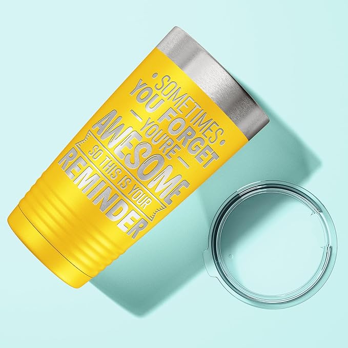 Spotted Dog Company Inspirational Tumbler, Inspirational Gifts for Men Dad Father Wife Sister Women, Birthday For Him Her, You?셱e Awesome Tumbler, Teacher Coworker Gifts 20oz Yellow