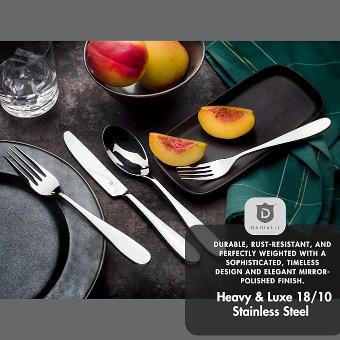 Silverware Set for 6 ??18/10 Stainless Steel Flatware, Mirror Finish, Dishwasher Safe, Durable and Balanced Utensils, Modern Tableware (30-Piece Set, Fidenza)