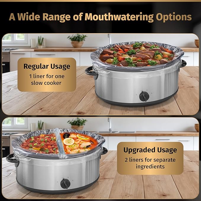 30 Pack Slow Cooker Liners ??Large 13??x 21??BPA-Free Crock Pot Bags ??Fits 3??0 Quart Round & Oval Cookers ??Disposable Crock Pot Liners for Effortless Home Cooking & Fast Clean Up, Bonus Recipe Book
