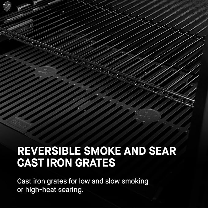 Masterbuilt® Gravity Series® 600 Digital Charcoal Grill and Smoker,WiFi Technology, GravityFed??Charcoal Hopper, 600 Cooking Sq. Inches, Reversible Smoke&Sear Cast Iron Grates, Black, Model MB20041023