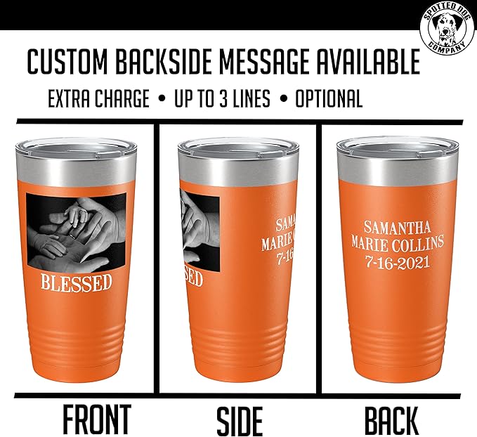 Personalized 20oz (17 Colors) Photo Picture Printed Insulated Stainless Steel Powder Coated Tumbler with Lid ??Customized Mother's Day Gift, Gift for Him Men, Custom Coach Gifts Team Mom Dad (Orange)