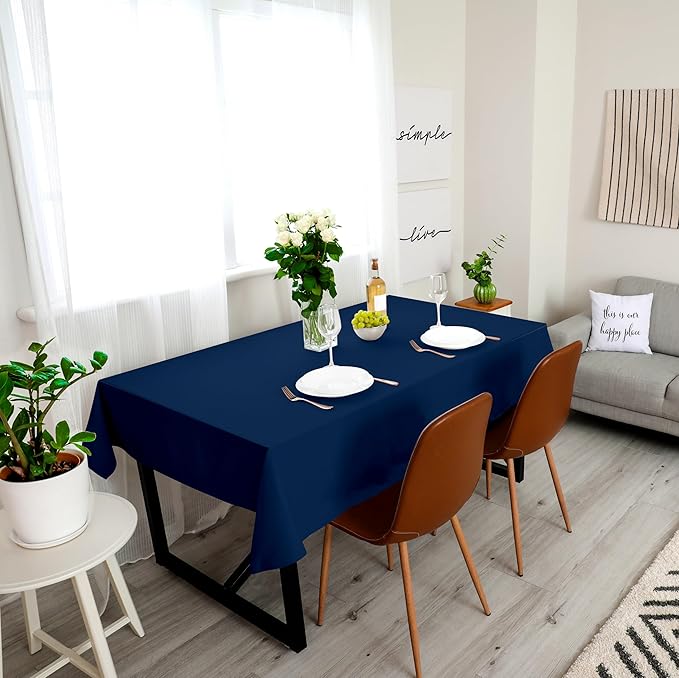 Utopia Kitchen Rectangle Table Cloth 1 Pack(60x102 Inches, Navy Blue), Tablecloth Machine Washable, Polyester Table Cover for Dining, Buffet Parties, Picnics, Events, Weddings and Restaurants
