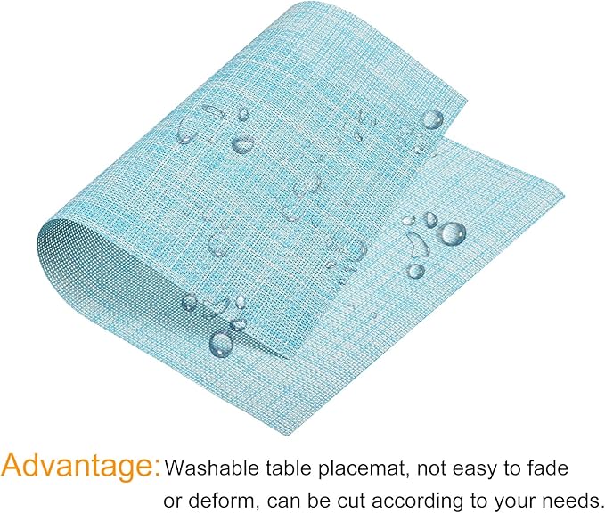 uxcell Place Mats, 450x300mm Table Mats Set of 2 PVC Washable Woven Placemat Blue