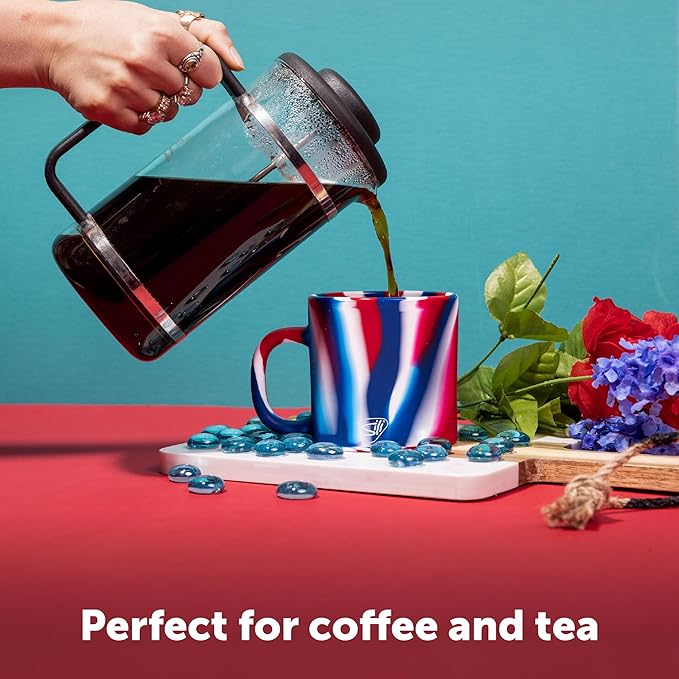 Silipint 16oz Silicone Coffee Mug ??Unbreakable Dishwasher Safe Microwave Oven & Freezer Compatible Travel Mug ??Non-Toxic Reusable Cup for Hot Coffee Tea or Cold Drinks (The Patriot)