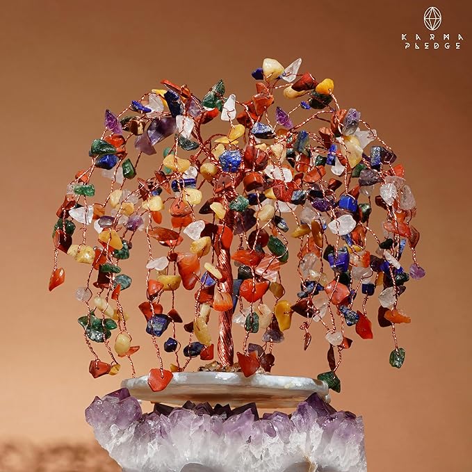 7 Chakra Healing Crystal Tree of Life, Home and Office Desk D챕cor, Feng Shui Money Bonsai Trees for Postive Energy, Wealth, Good Luck, Protection, Reiki Healing Crystals and Stones, Spiritual Gifts